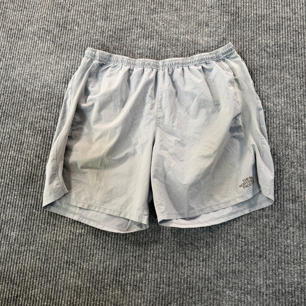 The North Face Mens FlashDry Athletic Running Shorts Large Gray Zipper Pocket